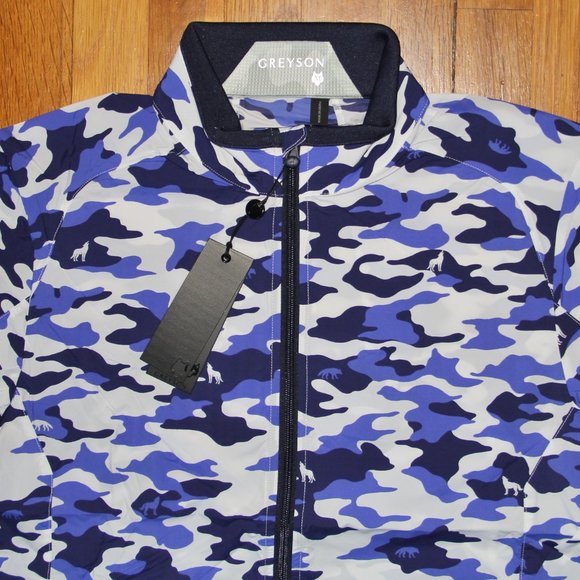 Greyson Camoscape Trailwolf Lightweight Windproof Golf Jacket Mens M L Cobalt - Picture 3 of 7
